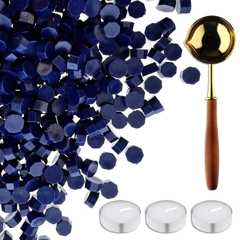 Cazzon 420 Pcs Vintage Wax Sealing Beads for Wax Seal Stamp, Antique Decor for Wedding Invitations, Envelope, Letters, DIY Crafts Gift Wrap (Blue A) - Image 1